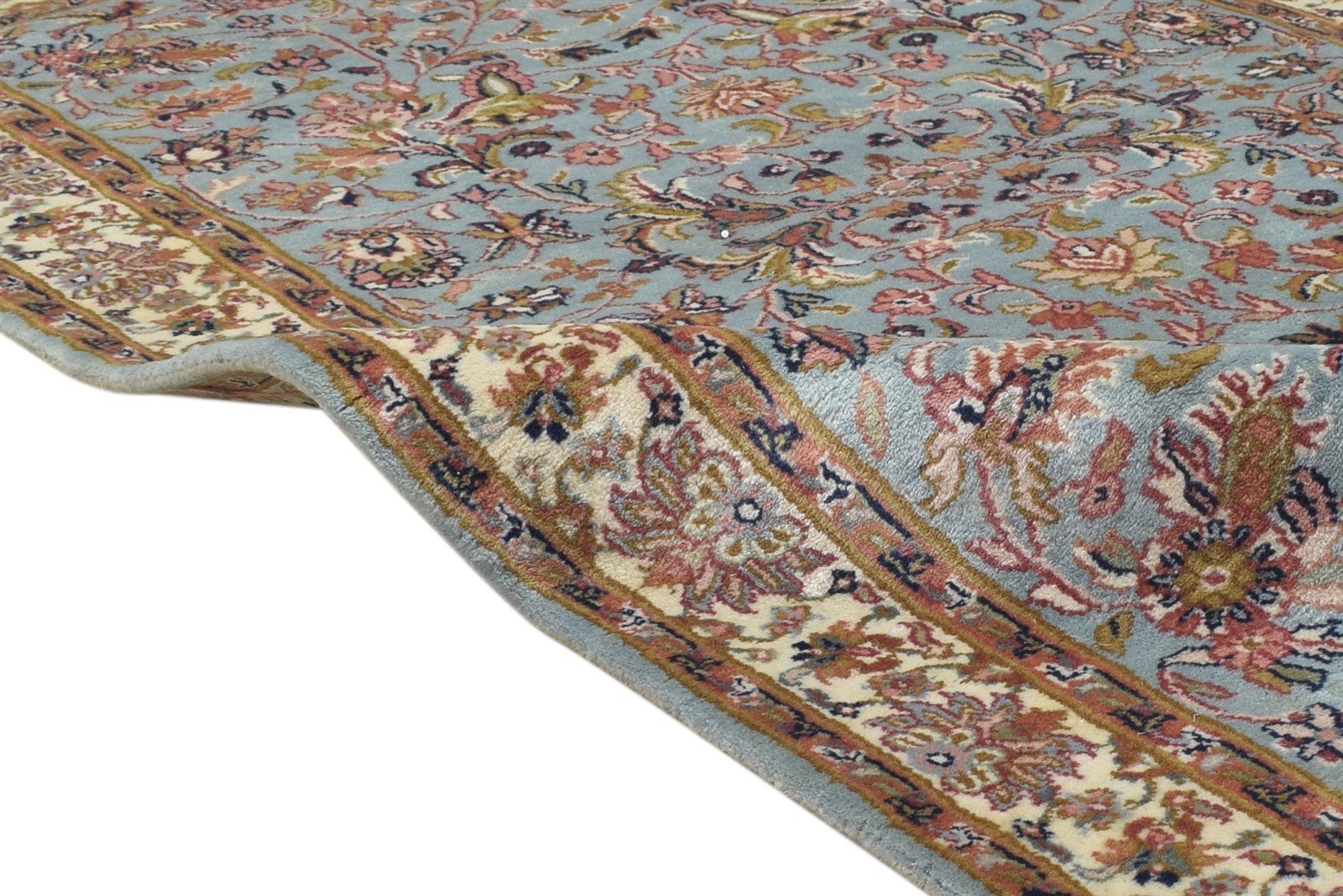 Hand Knotted Blue Wool Rug 3' X 5' Persian Kashan Oriental Small Carpet 7864680743061