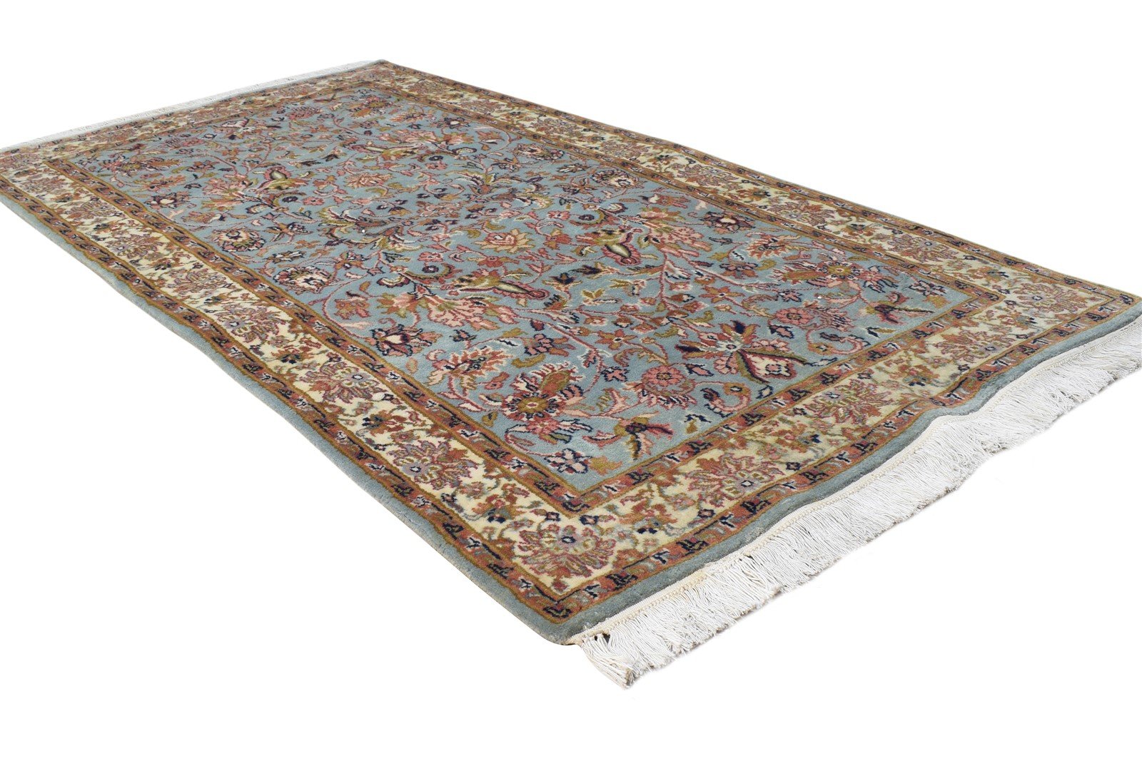 Hand Knotted Blue Wool Rug 3' X 5' Persian Kashan Oriental Small Carpet 7864680743061