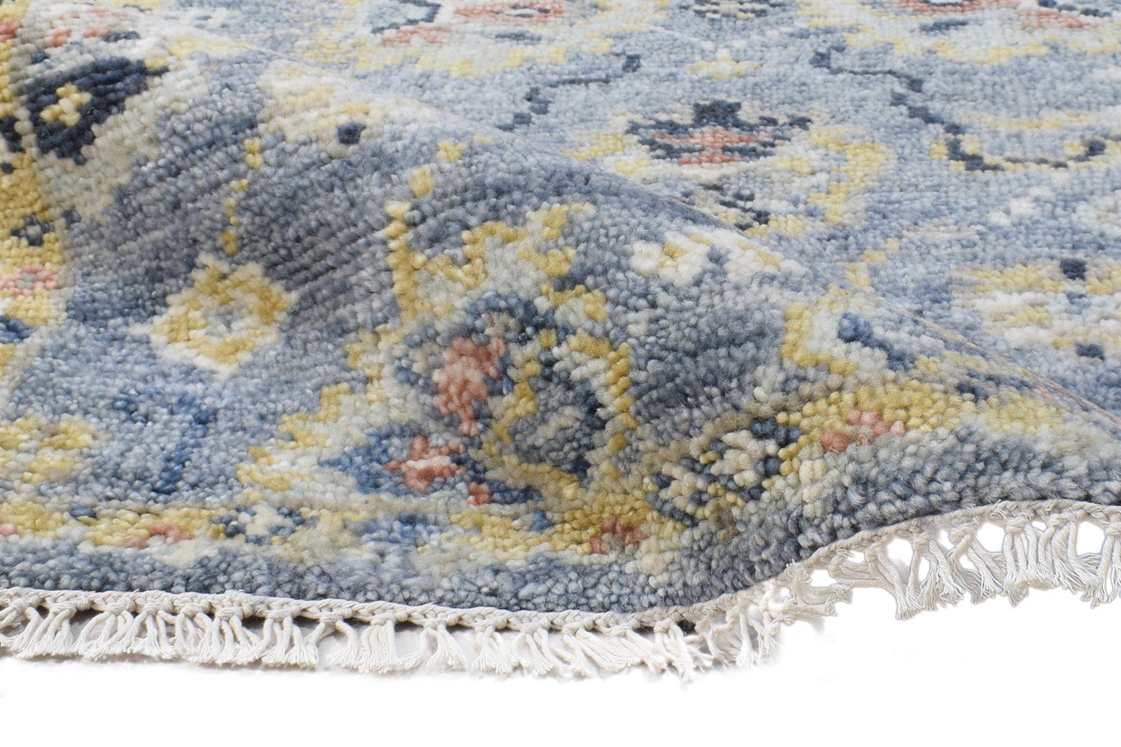 Hand Knotted Blue Wool Rug 3' X 8' Persian Oushak Oriental Small Runner 7865018024085