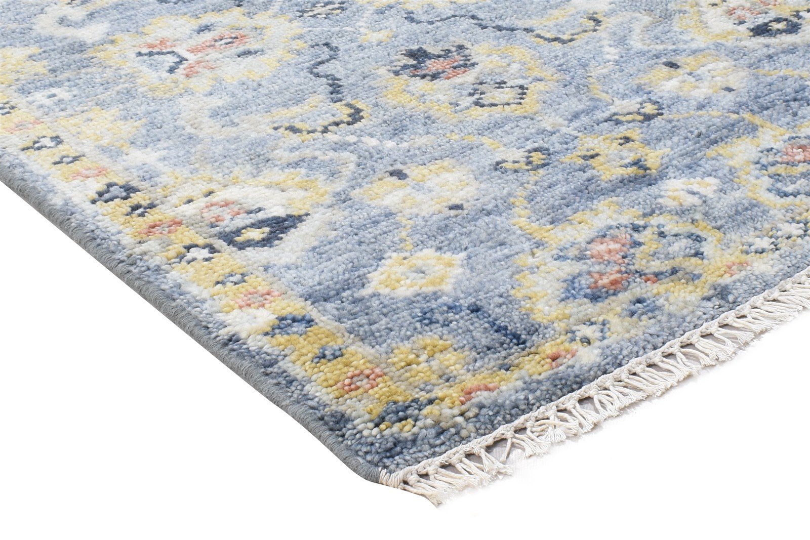 Hand Knotted Blue Wool Rug 3' X 8' Persian Oushak Oriental Small Runner 7865018024085