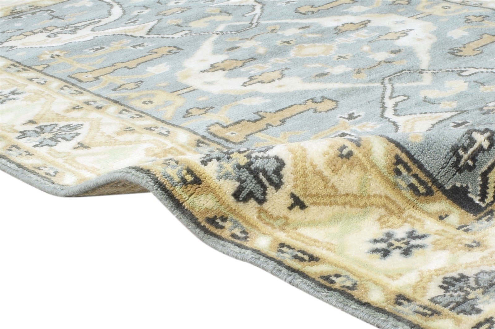 Hand Knotted Blue Wool Rug 4' X 6' Persian Oushak Oriental Room Size Carpet 7865145131157