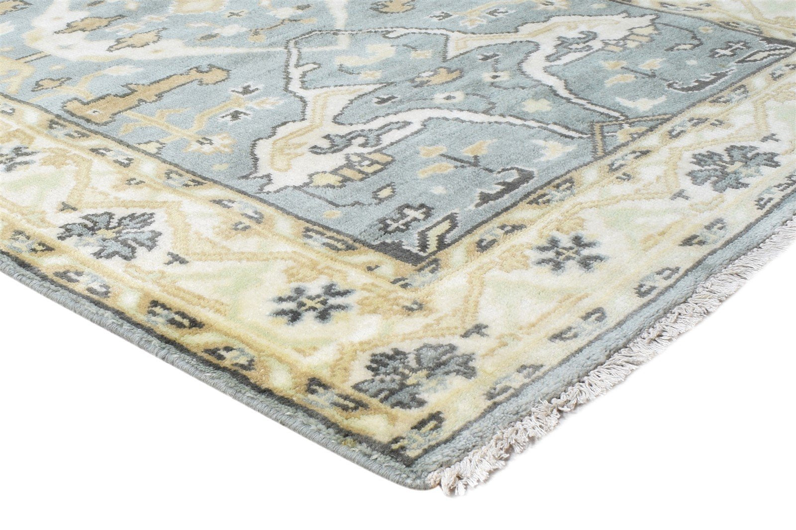 Hand Knotted Blue Wool Rug 4' X 6' Persian Oushak Oriental Room Size Carpet 7865145131157