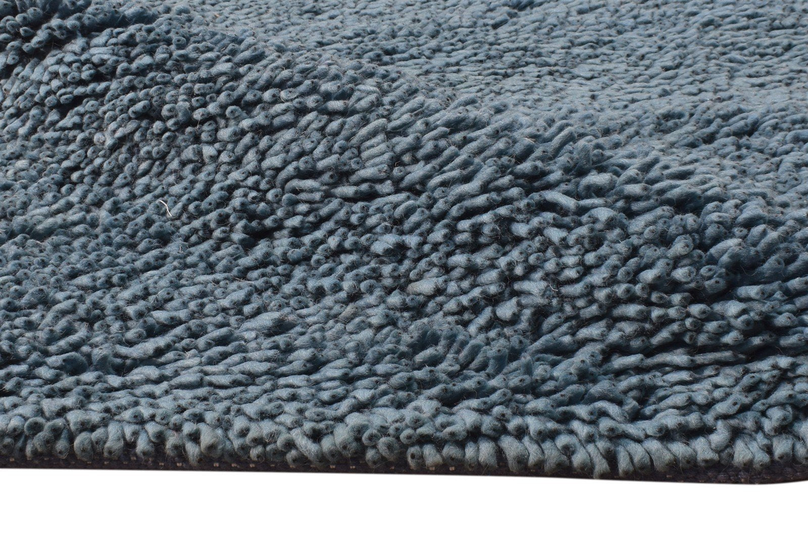 Hand Knotted Blue Wool Rug 5' X 8' Shag Scandinavian Solid Room Size Carpet 7865243959445