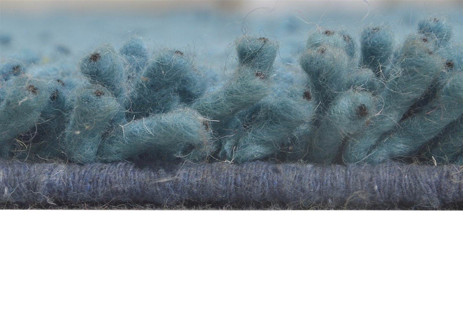 Hand Knotted Blue Wool Rug 5' X 8' Shag Scandinavian Solid Room Size Carpet 7865243959445