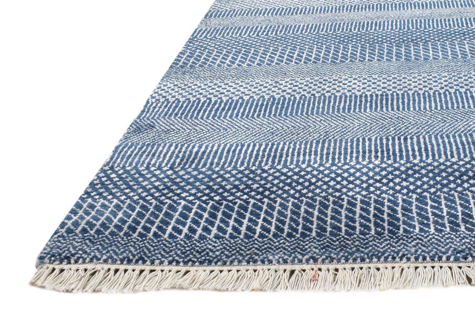 Hand Knotted Blue Wool Rug 8' X 10' Modern Agra Grass Trellis Large Carpet 7864611864725