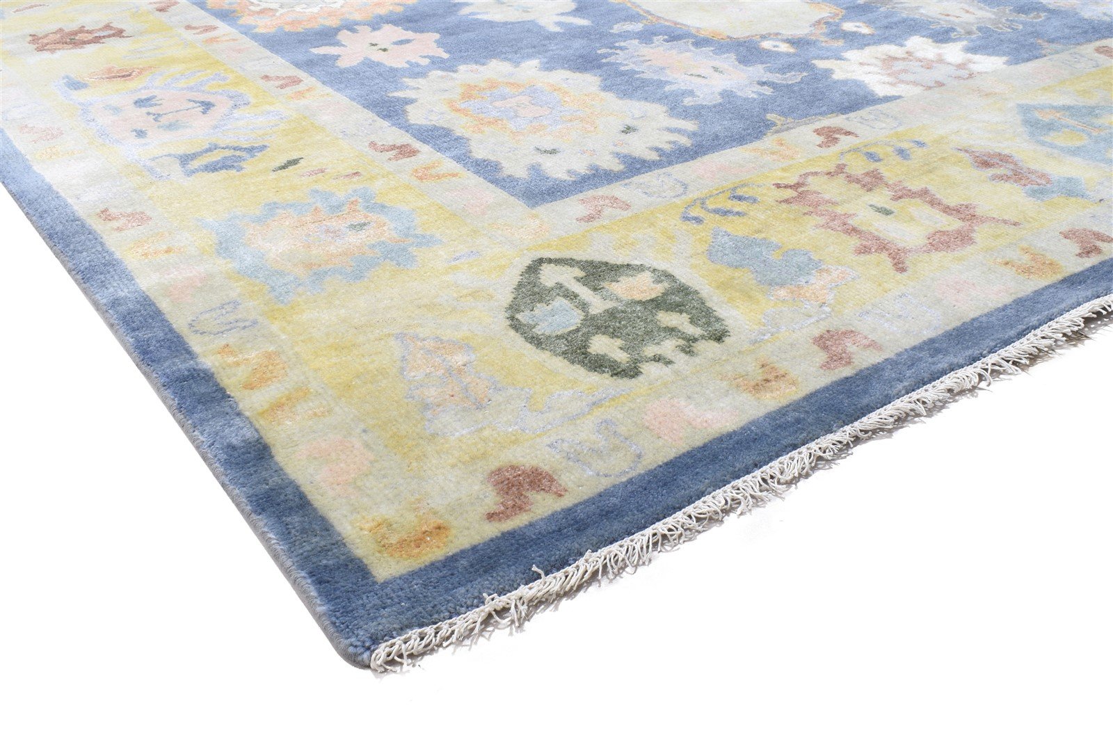 Hand Knotted Blue Wool Rug 8' X 10' Persian Oushak Oriental Large Carpet 7864184864917