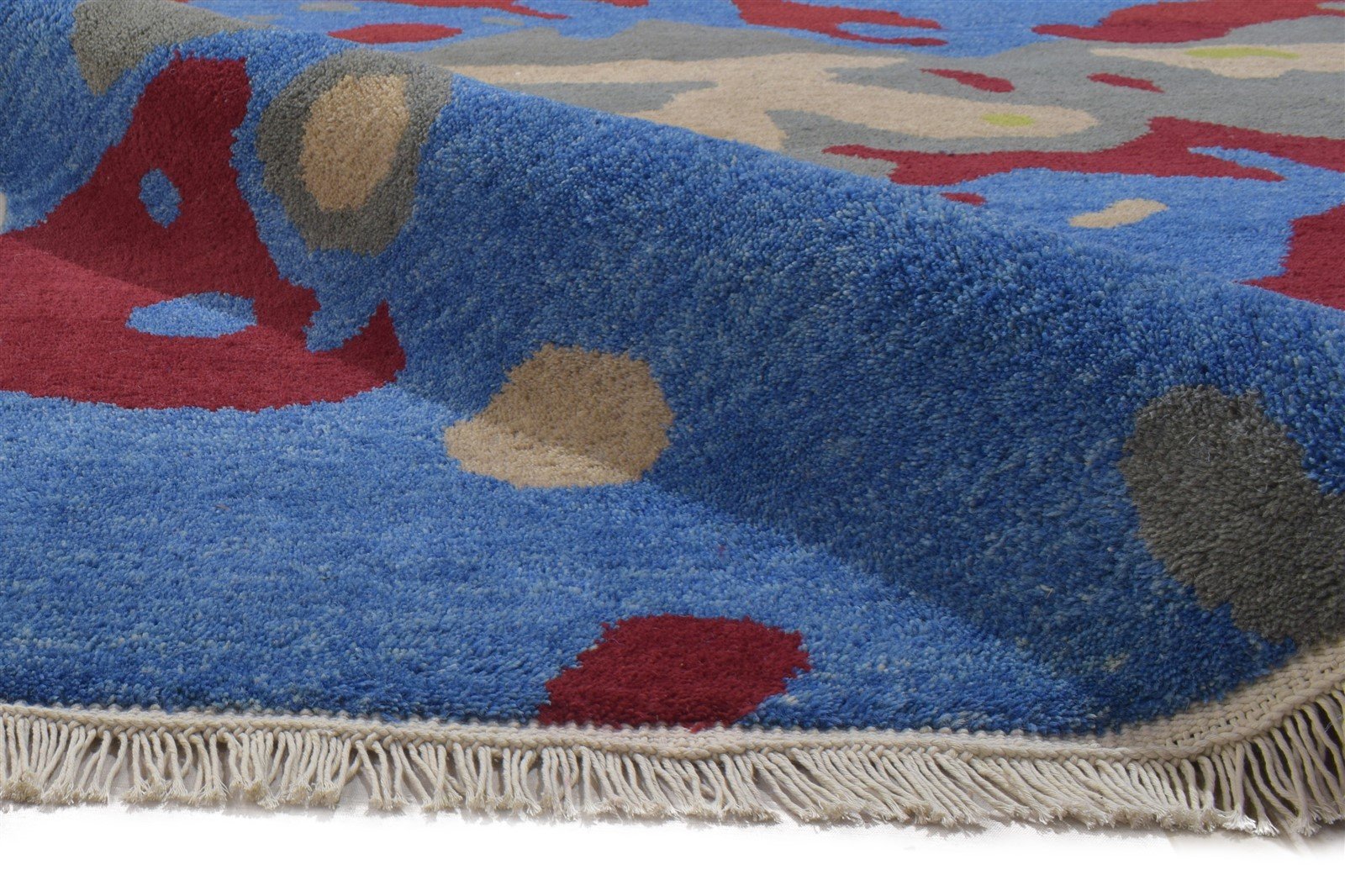Tatiania Hand Knotted Blue Wool Rug 9' X 12' Modern Bohemian Abstract 7864315576469