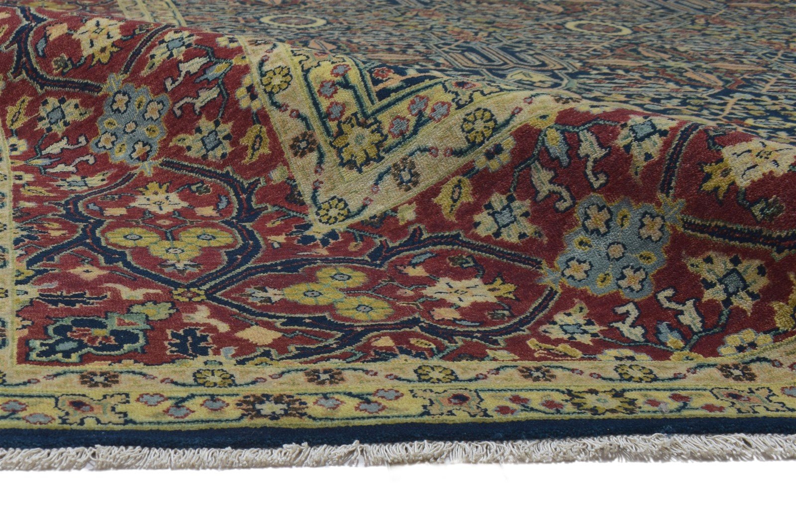 Hand Knotted Blue Wool Rug 9' X 12' Persian Mughal Oriental Large Carpet 7864217763989