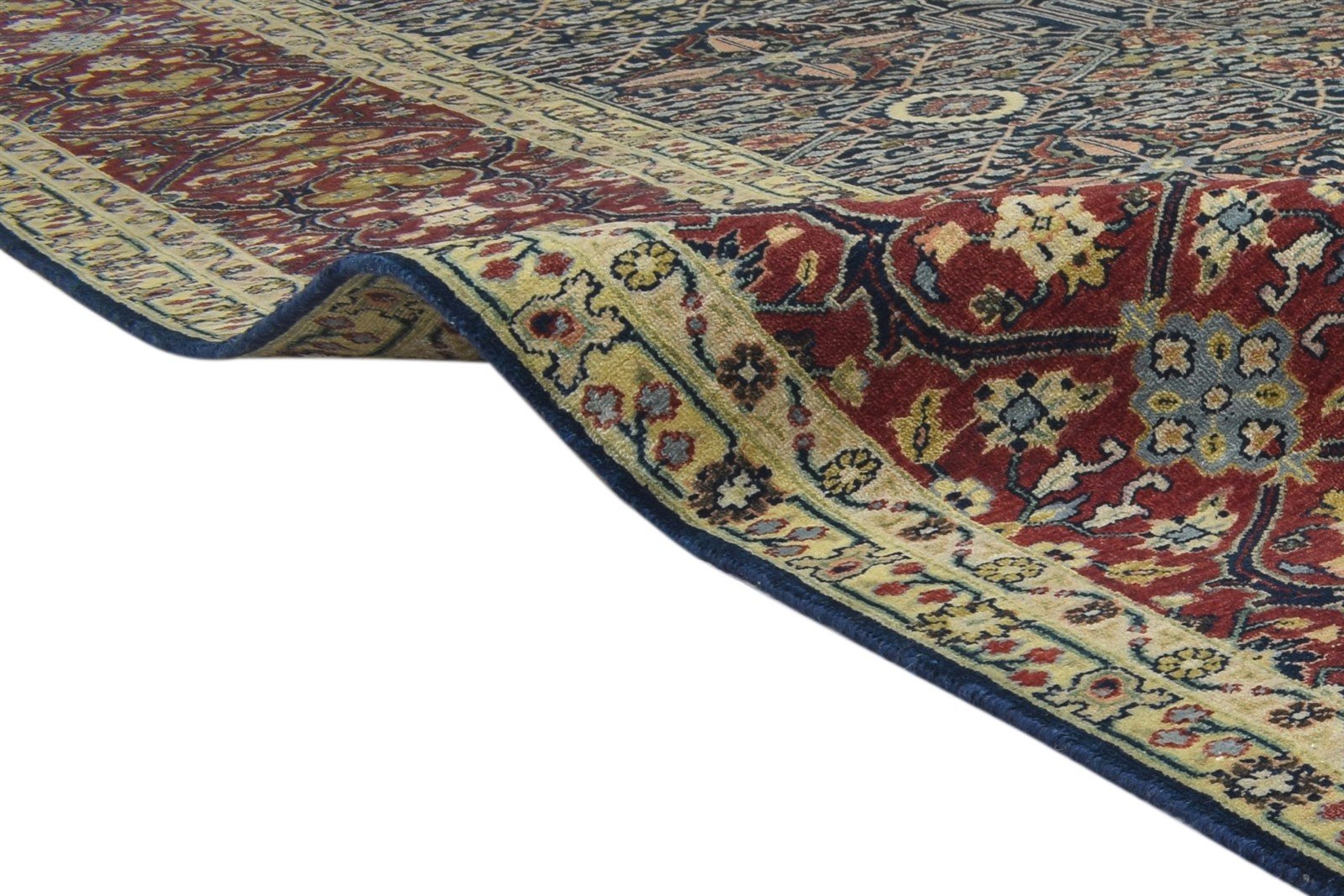 Hand Knotted Blue Wool Rug 9' X 12' Persian Mughal Oriental Large Carpet 7864217763989