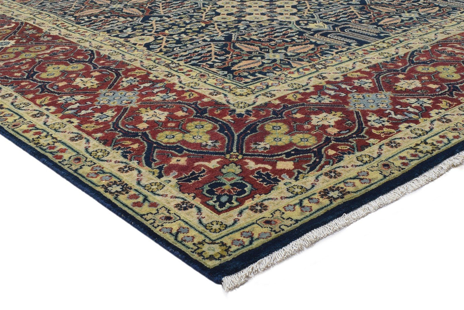 Hand Knotted Blue Wool Rug 9' X 12' Persian Mughal Oriental Large Carpet 7864217763989