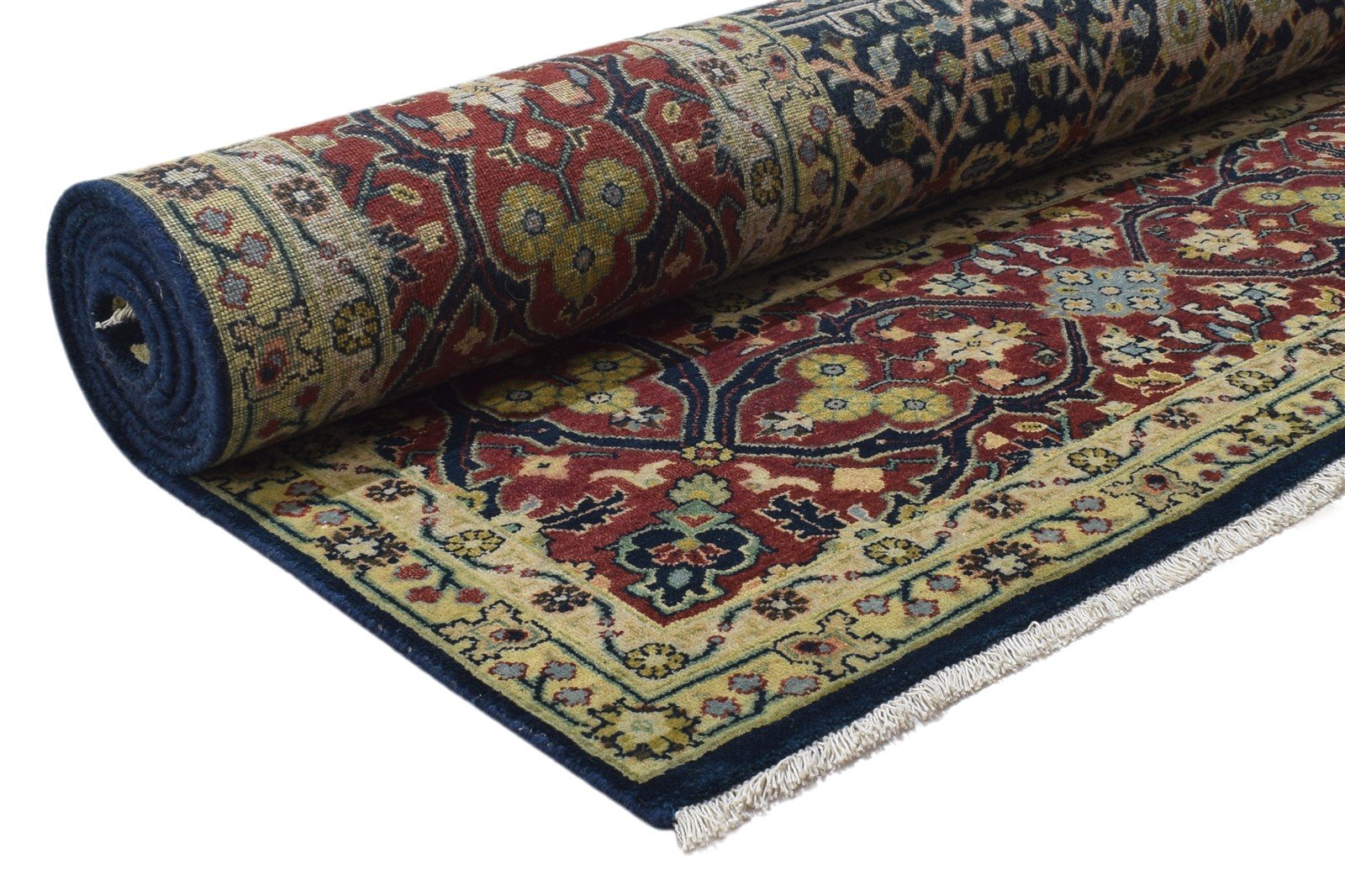 Hand Knotted Blue Wool Rug 9' X 12' Persian Mughal Oriental Large Carpet 7864217763989
