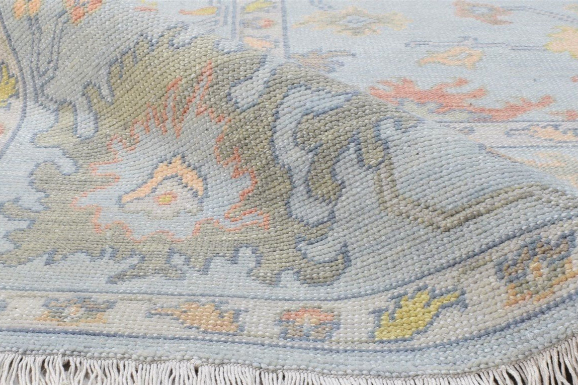 Hand Knotted Blue Wool Rug Persian Oushak Oriental Carpet 7867857731733