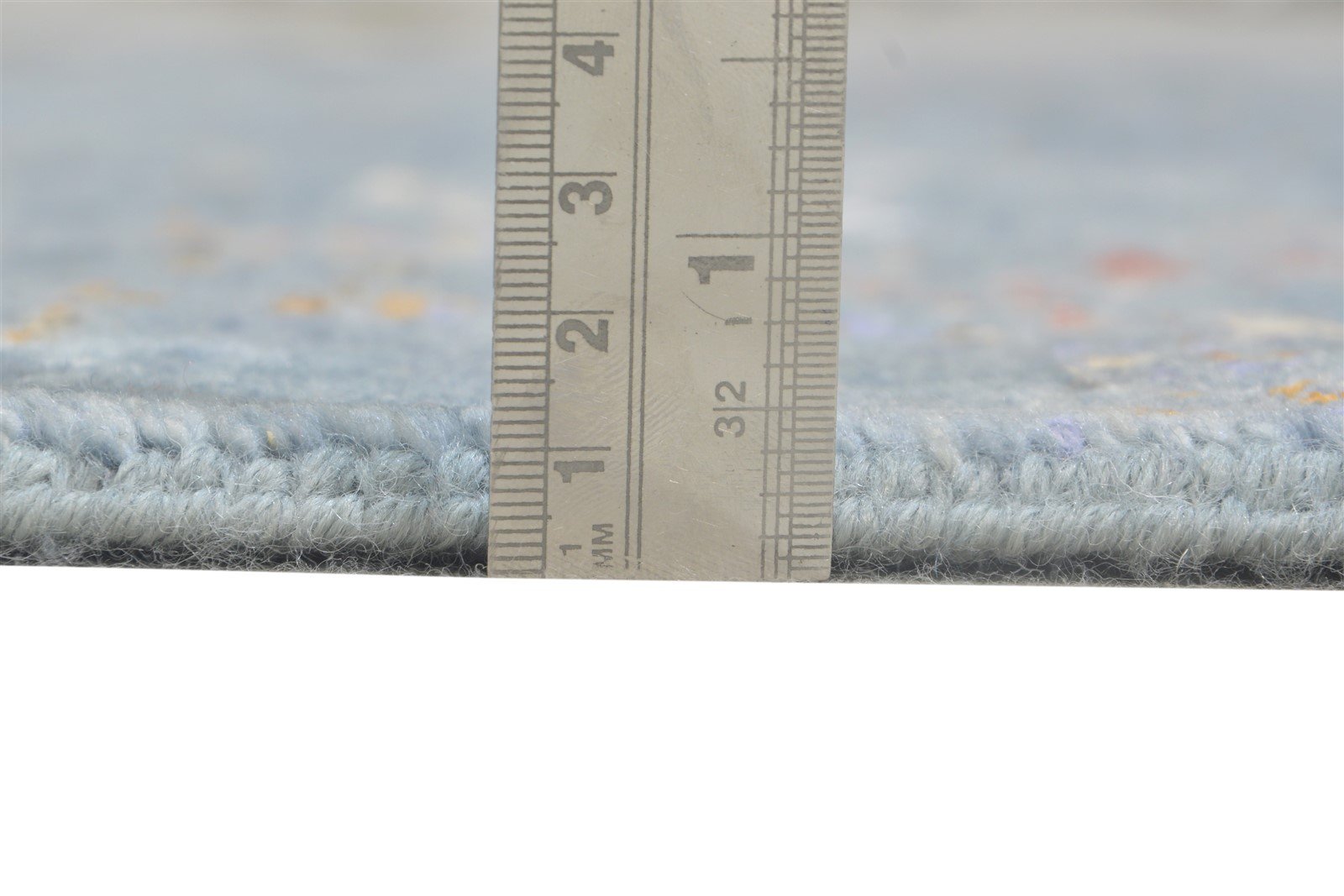 Hand Knotted Blue Wool / Silk Rug 4X6 Modern Indian Abstract Room Size Carpet 7864588140693