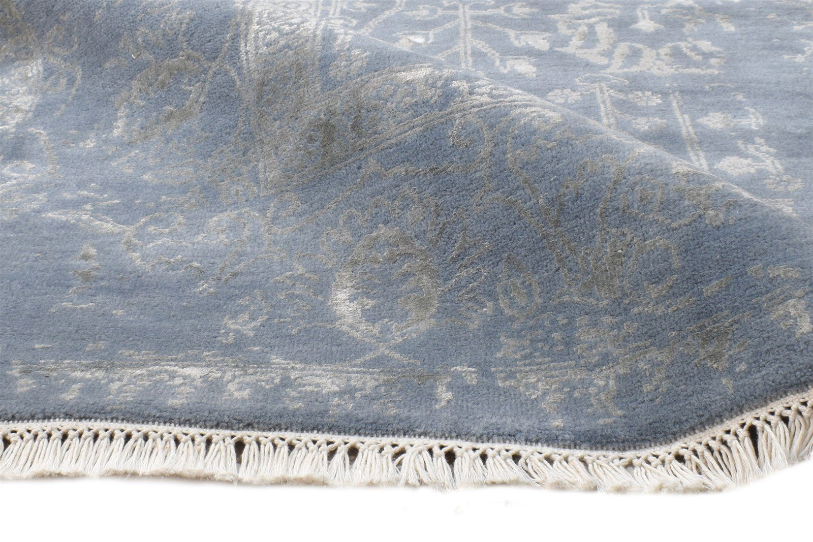Hand Knotted Blue Wool / Silk Rug 6X9 Persien Kashan Oriental Room Size Carpet 7864584405141