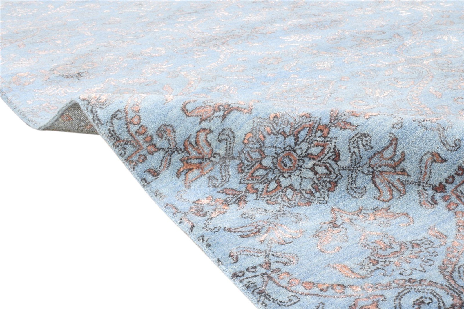 Hand Knotted Blue Wool / Silk Rug 9X12 Modern American Abstract Extra Large 7864622350485