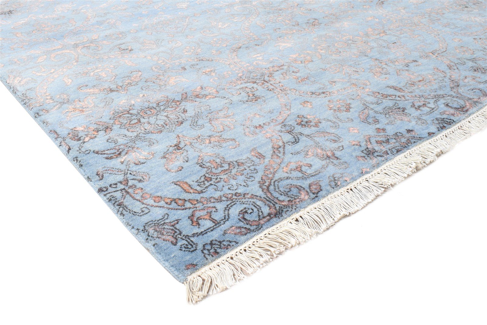 Hand Knotted Blue Wool / Silk Rug 9X12 Modern American Abstract Extra Large 7864622350485