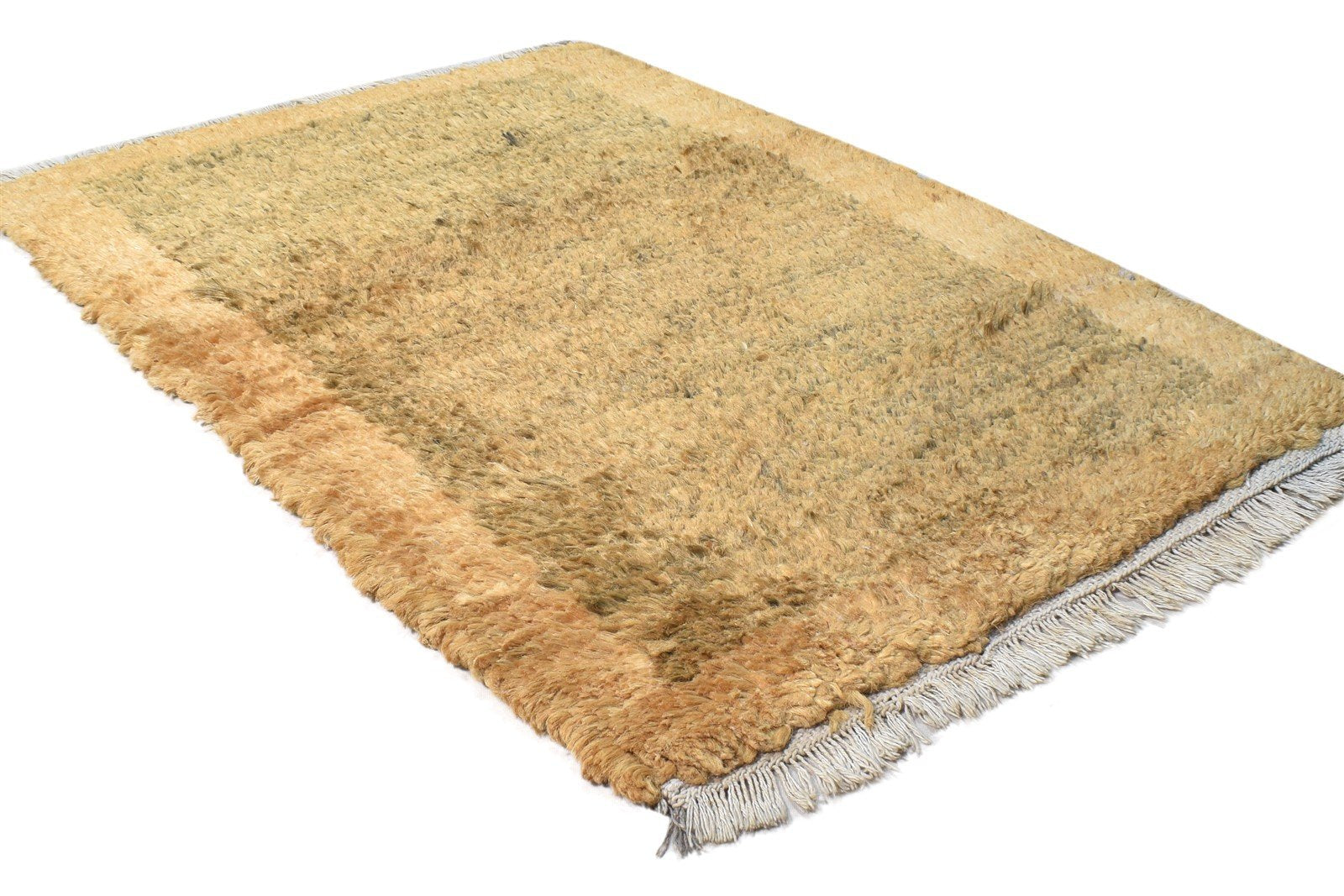 Hand Knotted Brown Hemp Rug 2' X 3' Modern Scandinavian Bordered Small Carpet 7865141330069