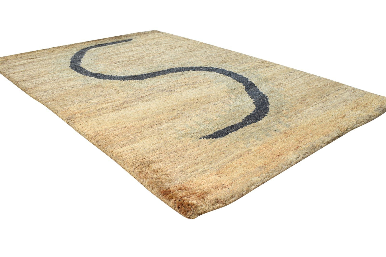 Hand Knotted Brown Jute Rug 4' X 6' Modern American Abstract Room Size Carpet 7865110102165