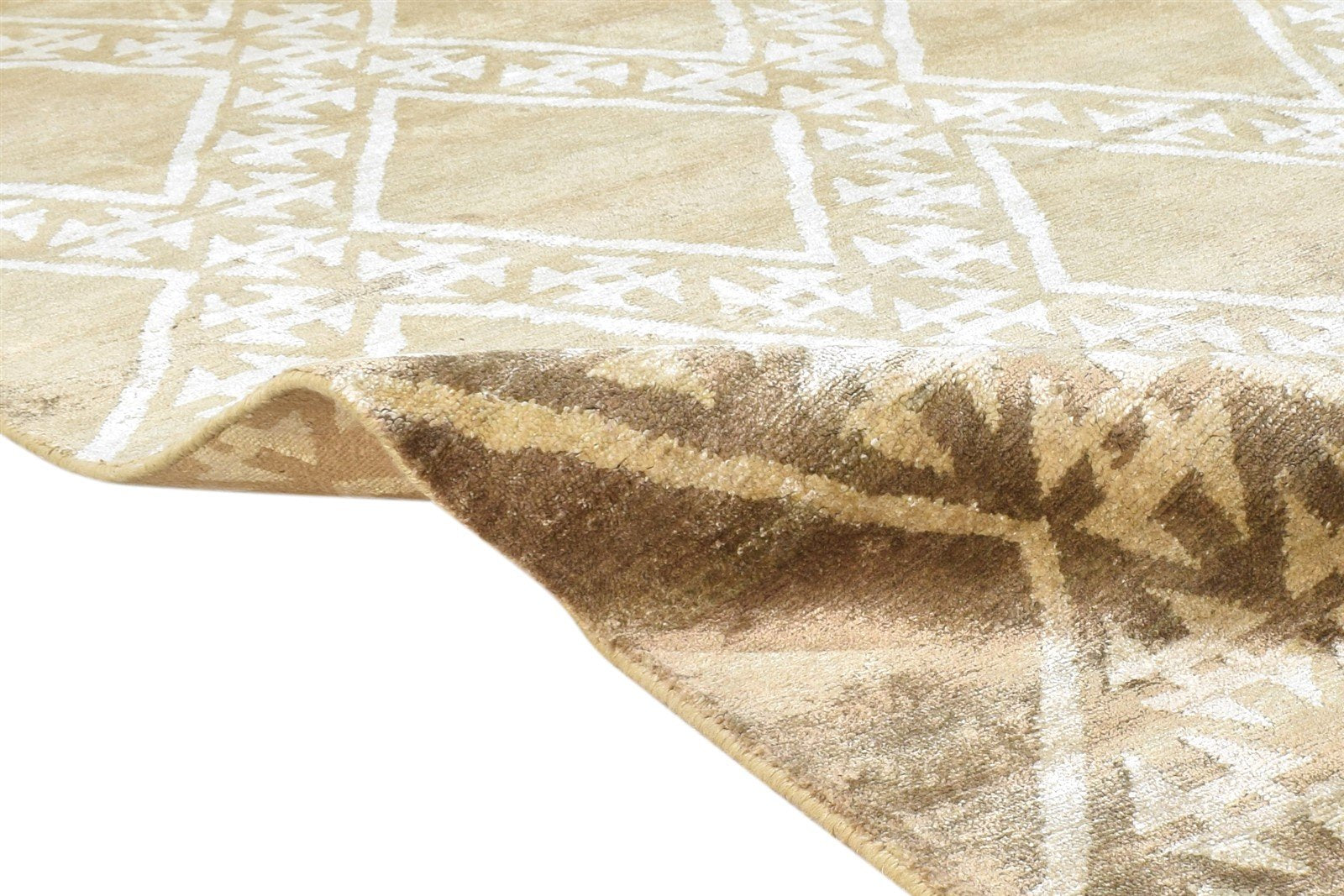 Laurette Hand Knotted Brown Silk Rug 6' X 8' Modern Moroccan Diamond 7865068716181