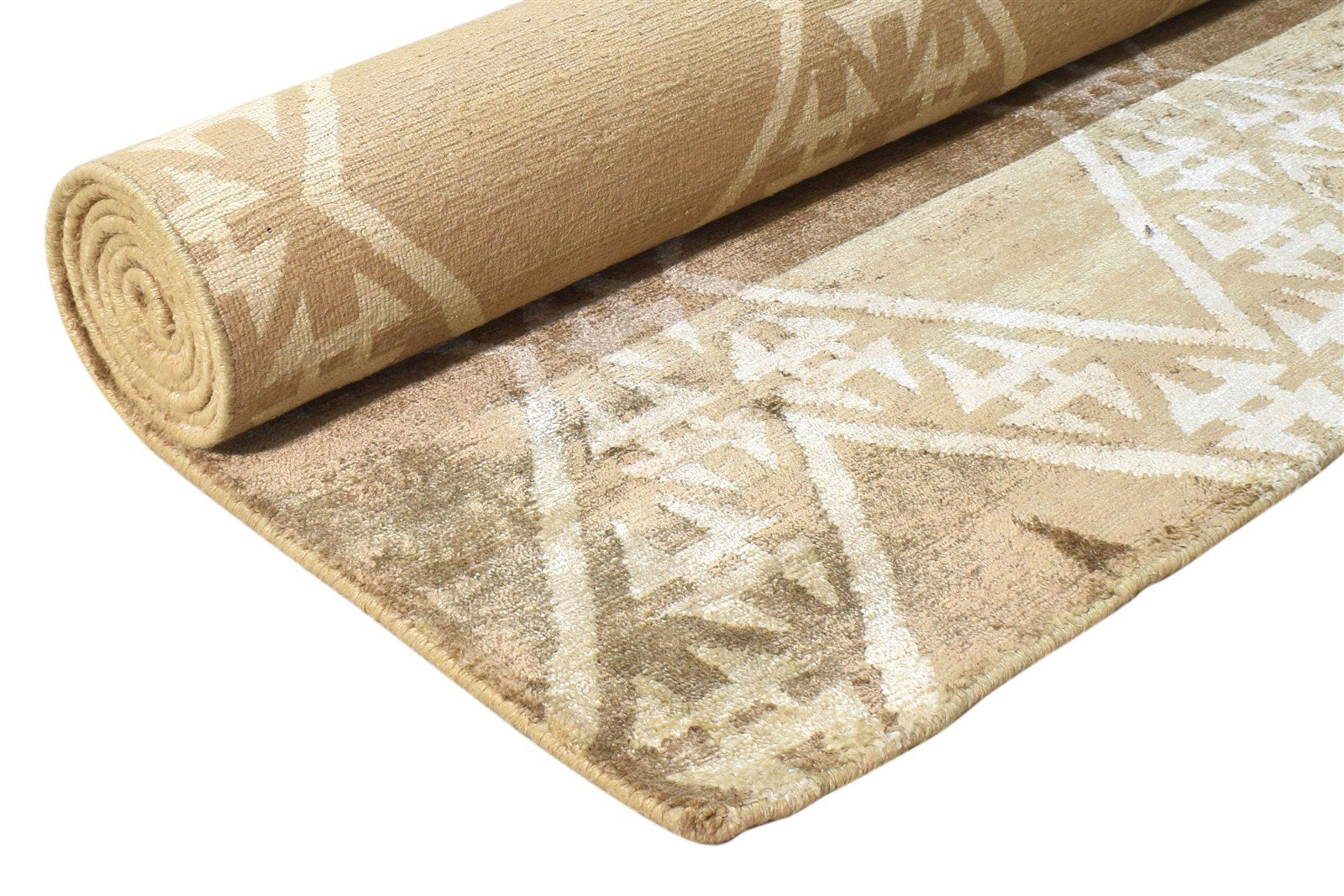 Laurette Hand Knotted Brown Silk Rug 6' X 8' Modern Moroccan Diamond 7865068716181