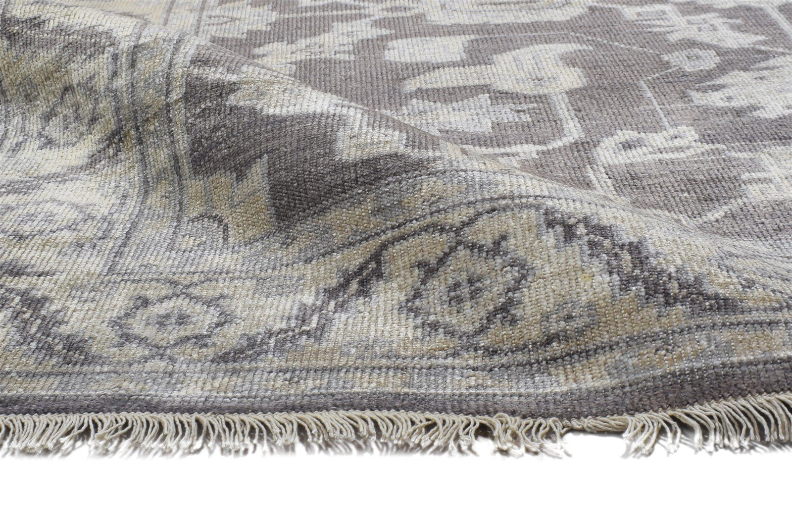 Hand Knotted Brown Silk Rug 6' X 8' Persian Oushak Oriental Room Size Carpet 7864802345109