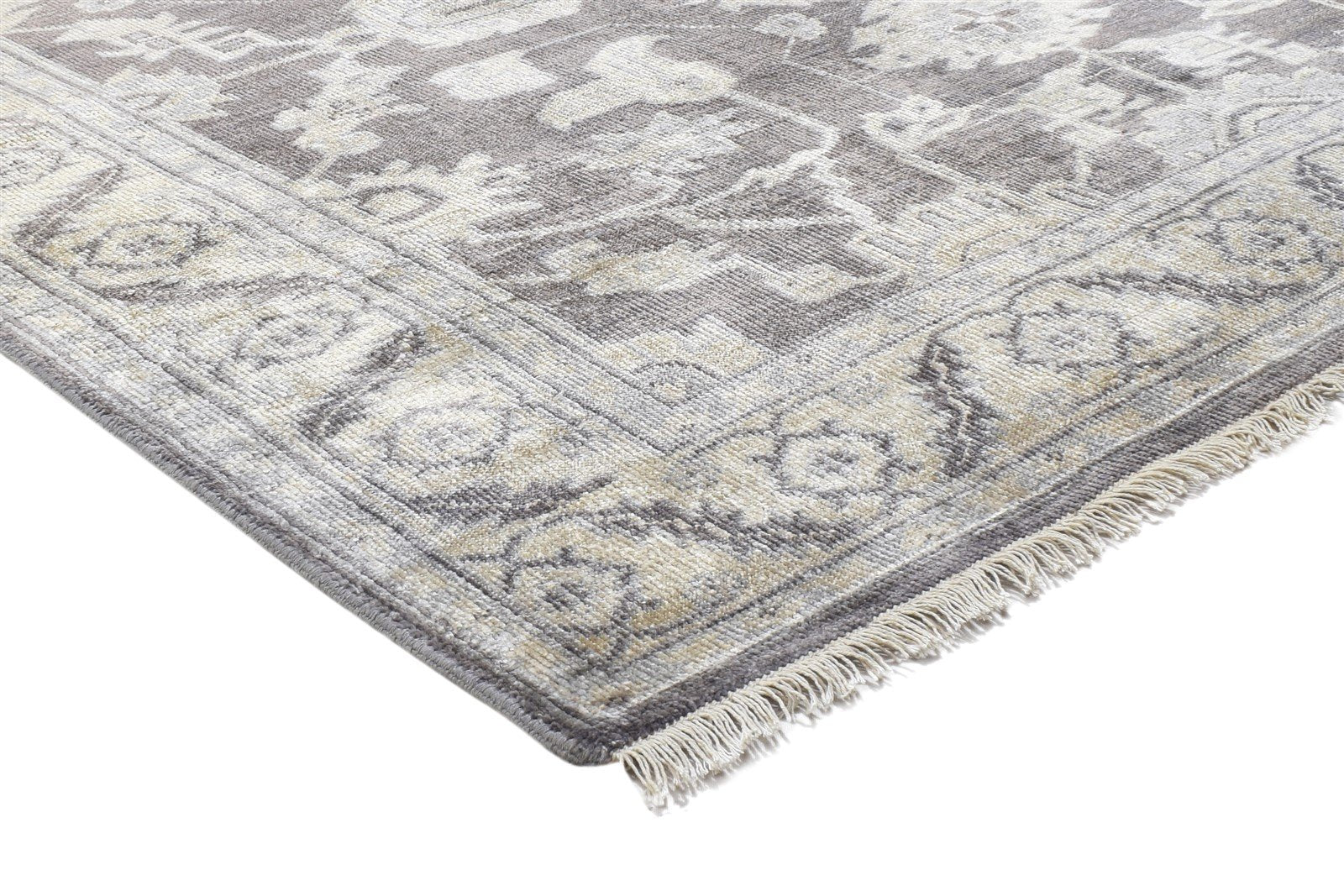 Hand Knotted Brown Silk Rug 6' X 8' Persian Oushak Oriental Room Size Carpet 7864802345109