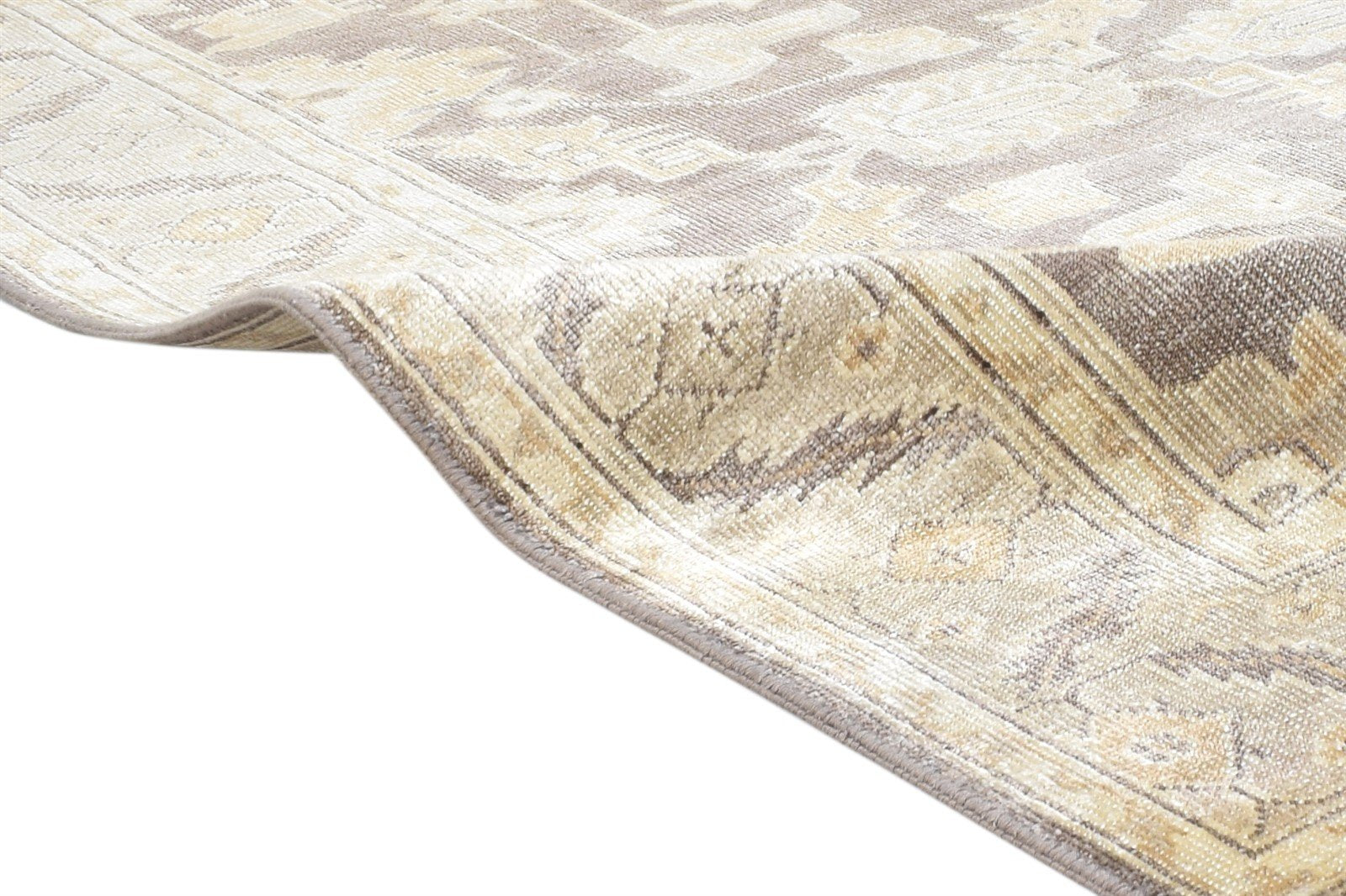 Hand Knotted Brown Silk Rug 6' X 8' Persian Oushak Oriental Room Size Carpet 7864804049045