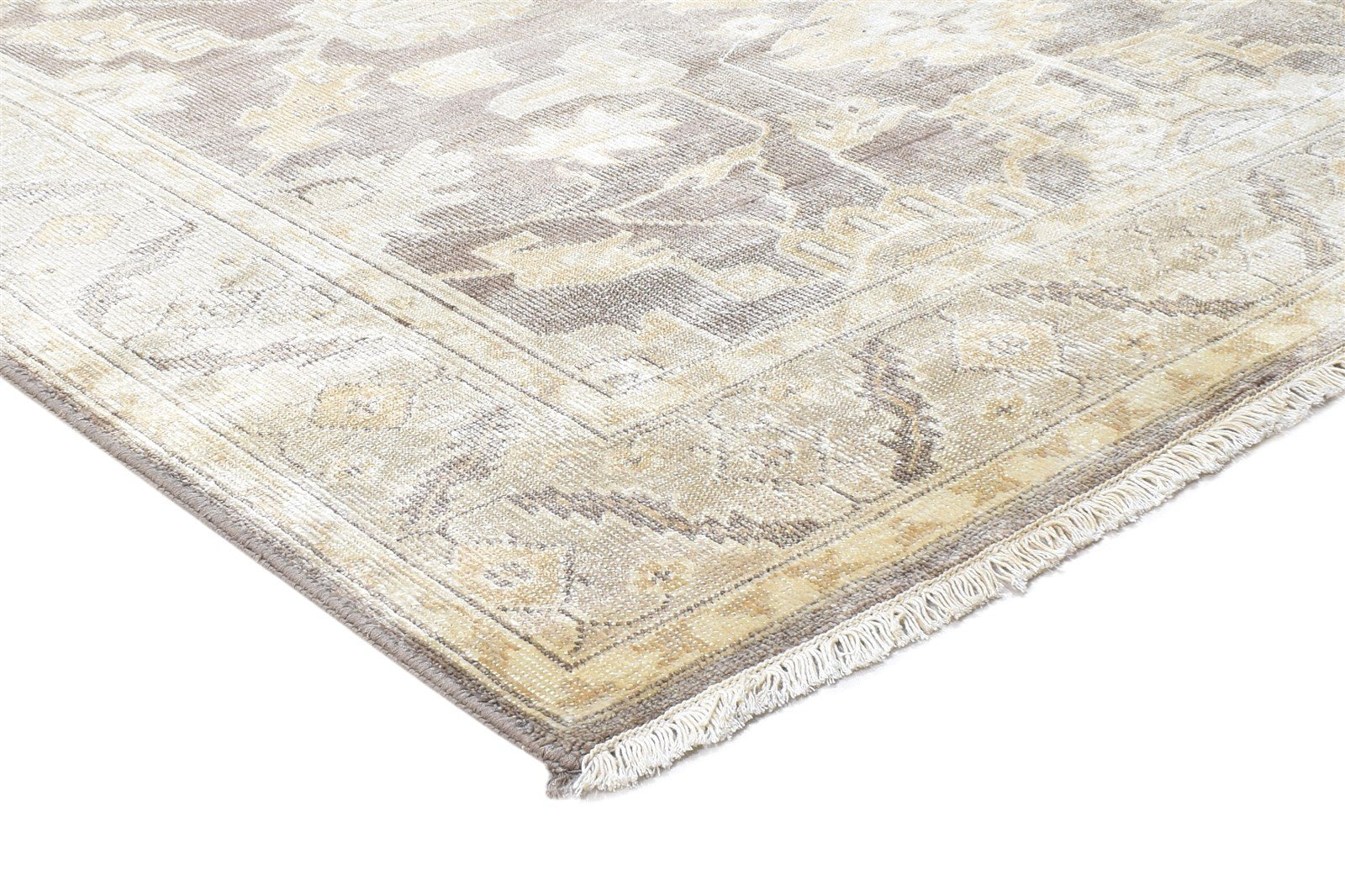Hand Knotted Brown Silk Rug 6' X 8' Persian Oushak Oriental Room Size Carpet 7864804049045