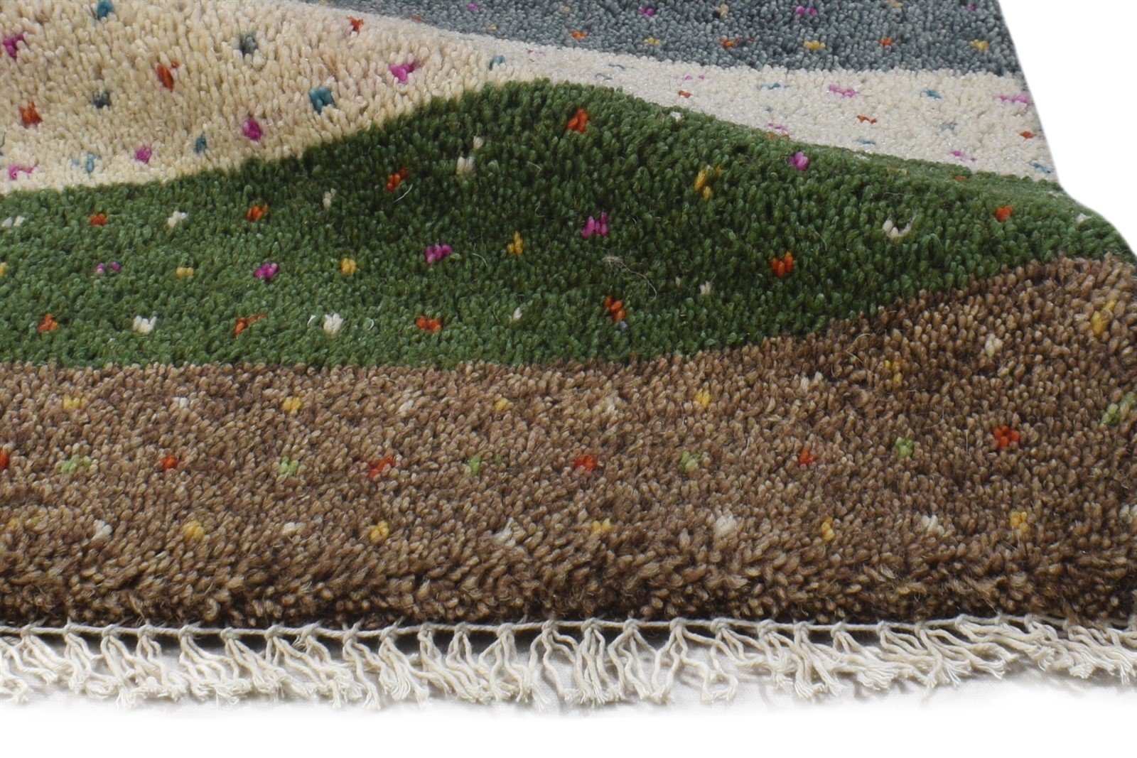 Hand Knotted Brown Wool Rug 1' X 2' Tribal Gabbeh Southwestern Small Carpet 7864501633173