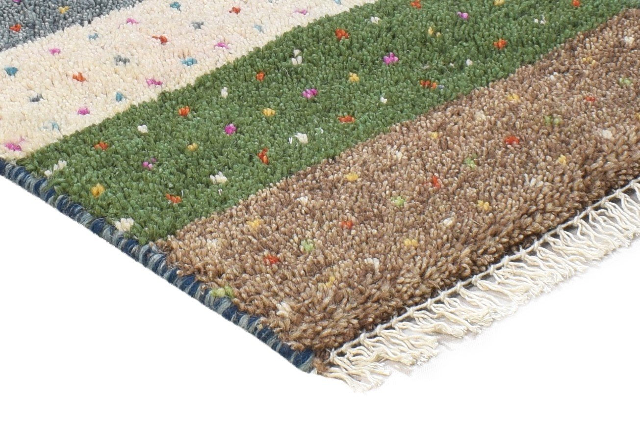 Hand Knotted Brown Wool Rug 1' X 2' Tribal Gabbeh Southwestern Small Carpet 7864501633173