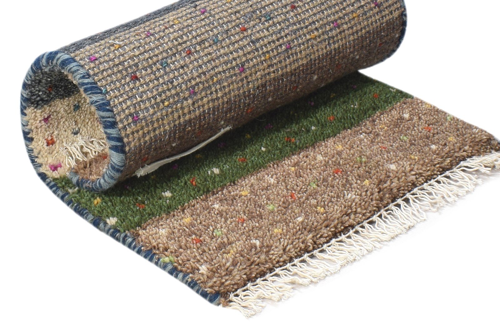 Hand Knotted Brown Wool Rug 1' X 2' Tribal Gabbeh Southwestern Small Carpet 7864501633173