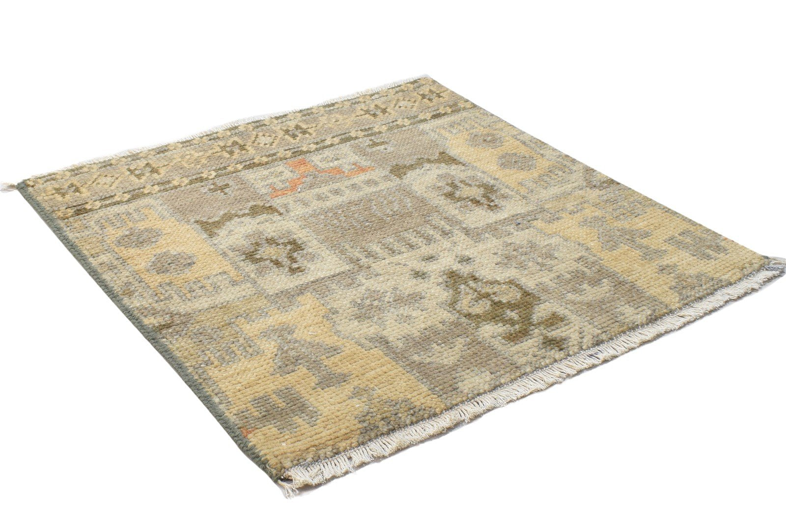Hand Knotted Brown Wool Rug 2' X 2' Persian Kazak Oriental Small Carpet 7864119066773