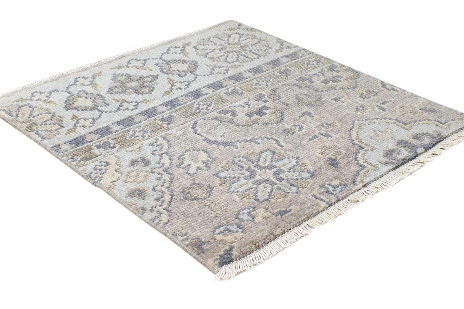Hand Knotted Brown Wool Rug 2' X 2' Persian Oushak Oriental Small Carpet 7865158140053