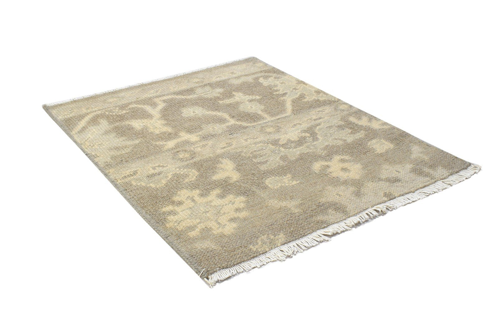 Hand Knotted Brown Wool Rug 2' X 2' Persian Oushak Oriental Small Carpet 7864122278037