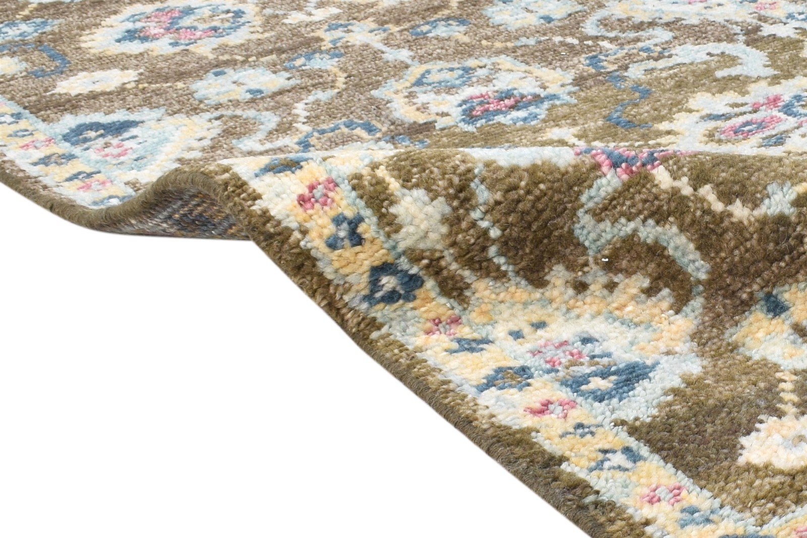 Hand Knotted Brown Wool Rug 3' X 8' Persian Oushak Oriental Small Runner 7865017368725
