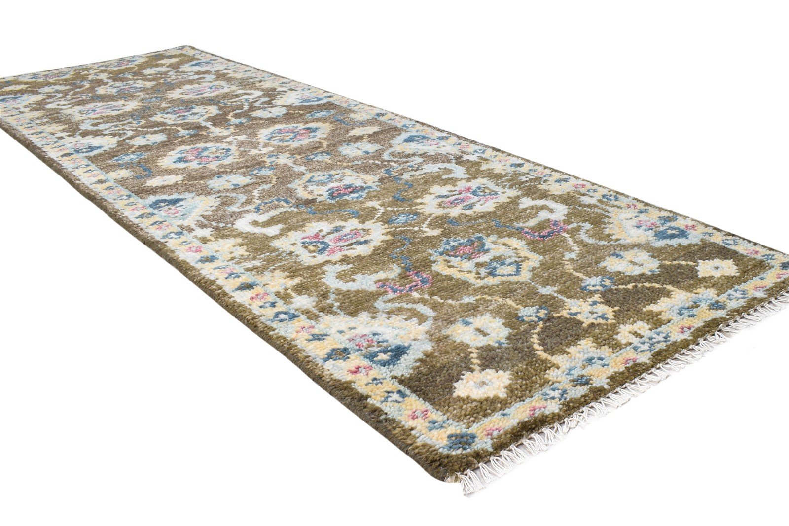 Hand Knotted Brown Wool Rug 3' X 8' Persian Oushak Oriental Small Runner 7865017368725
