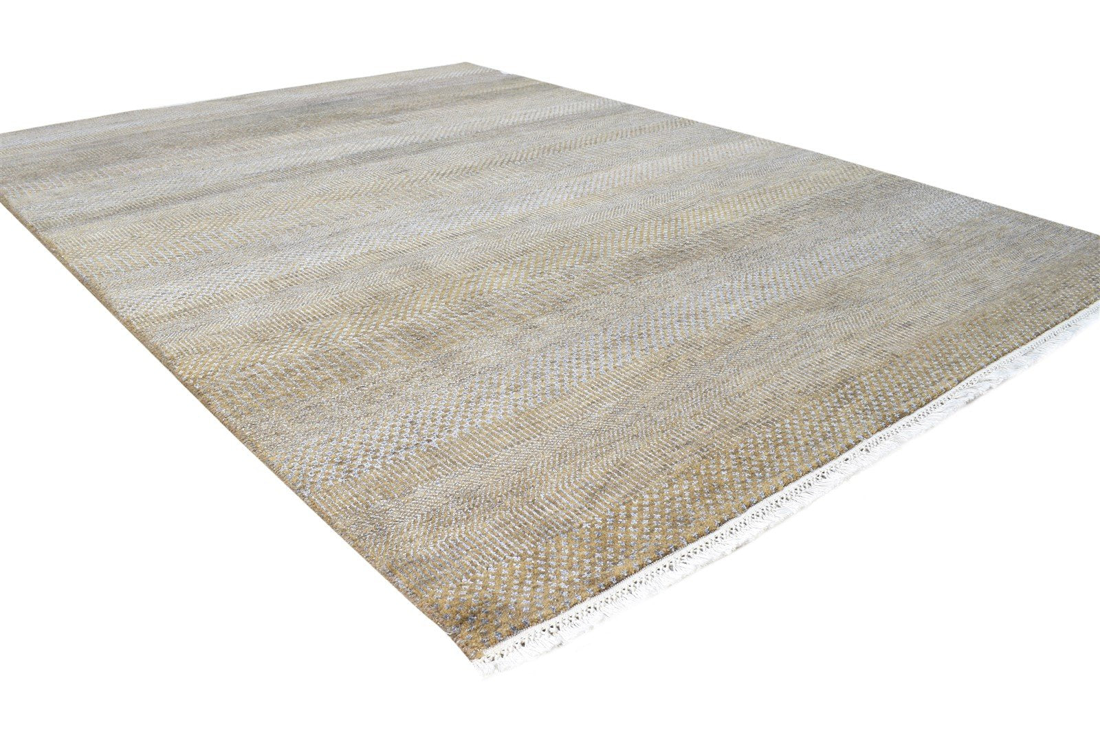 Dalia Hand Knotted Brown Wool Rug 5' X 7' Modern Agra Grass Trellis 7864615010453