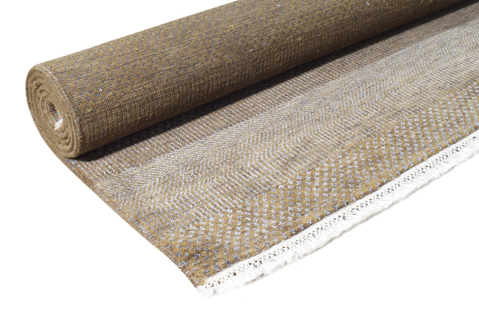 Dalia Hand Knotted Brown Wool Rug 5' X 7' Modern Agra Grass Trellis 7864615010453