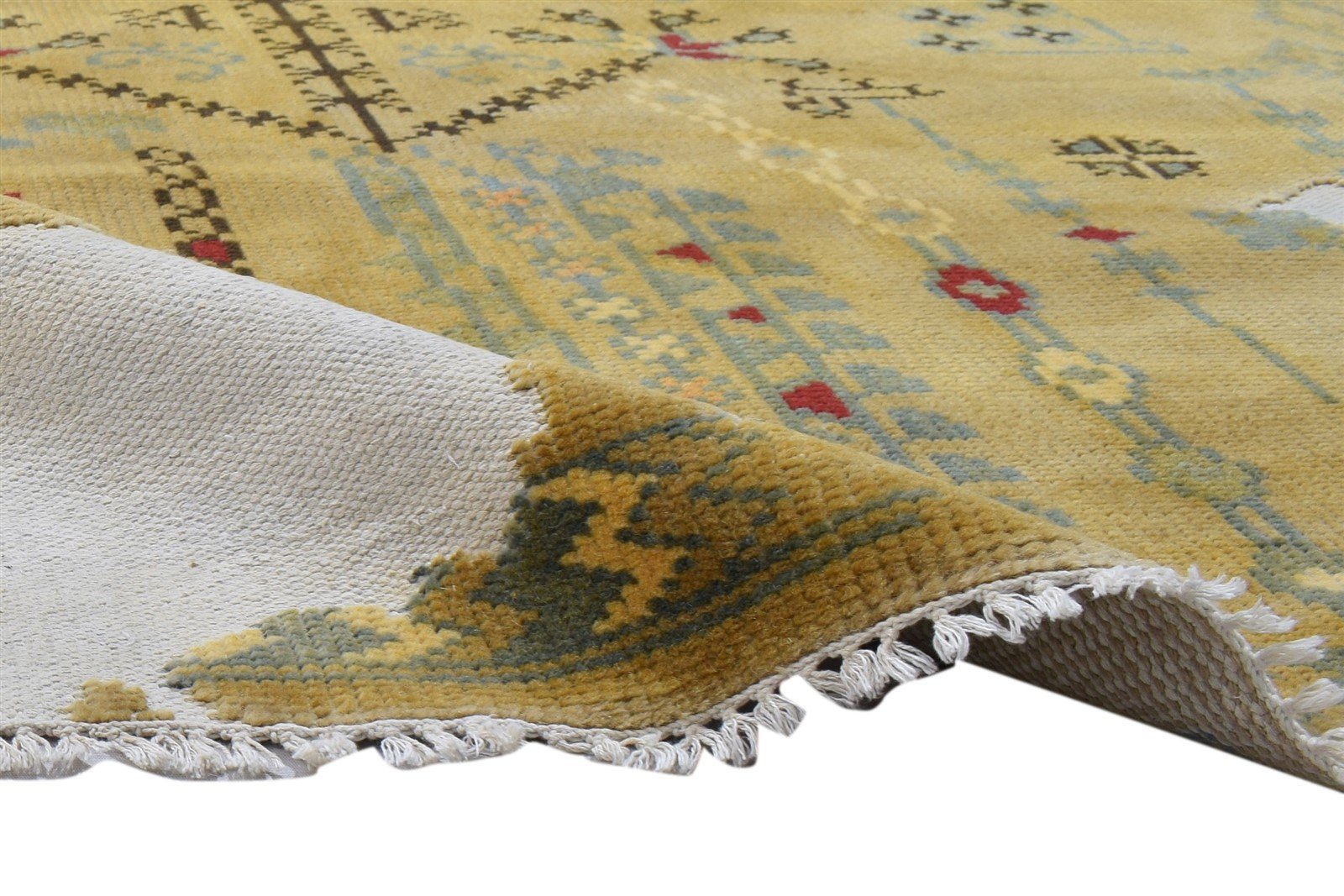 Hand Knotted Brown Wool Rug 5' X 8' Erased Oushak Abstract Room Size Carpet 7864088166549