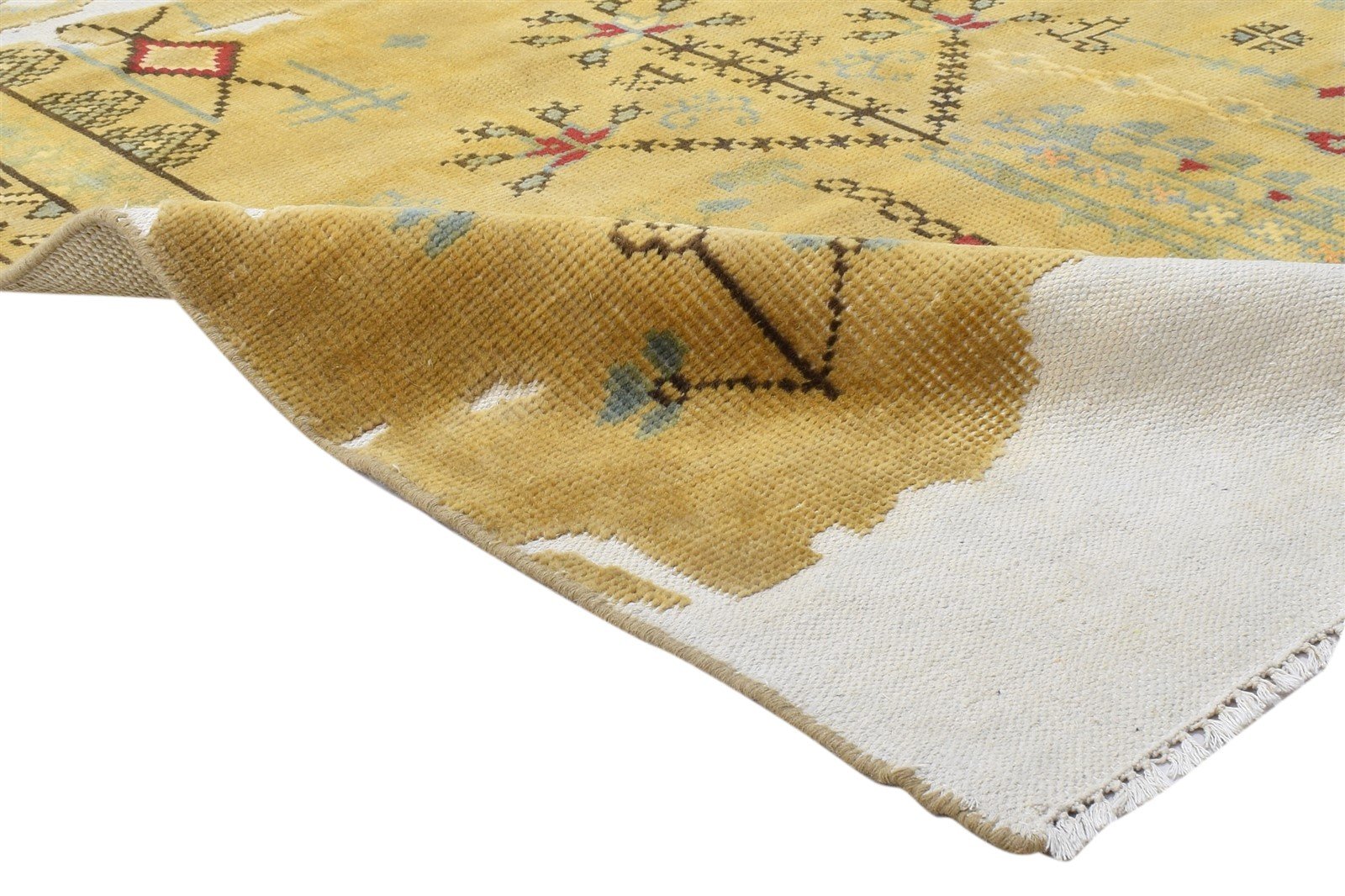Hand Knotted Brown Wool Rug 5' X 8' Erased Oushak Abstract Room Size Carpet 7864088166549