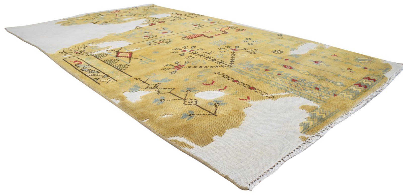 Hand Knotted Brown Wool Rug 5' X 8' Erased Oushak Abstract Room Size Carpet 7864088166549