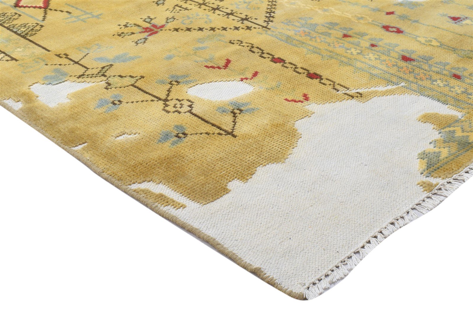 Hand Knotted Brown Wool Rug 5' X 8' Erased Oushak Abstract Room Size Carpet 7864088166549