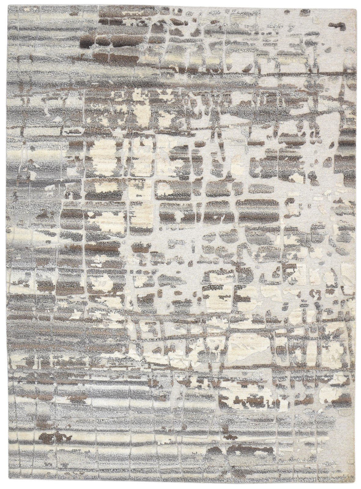Anabella Hand Knotted Brown Wool Rug 5X7 Modern Scandinavian Abstract 7864236867733