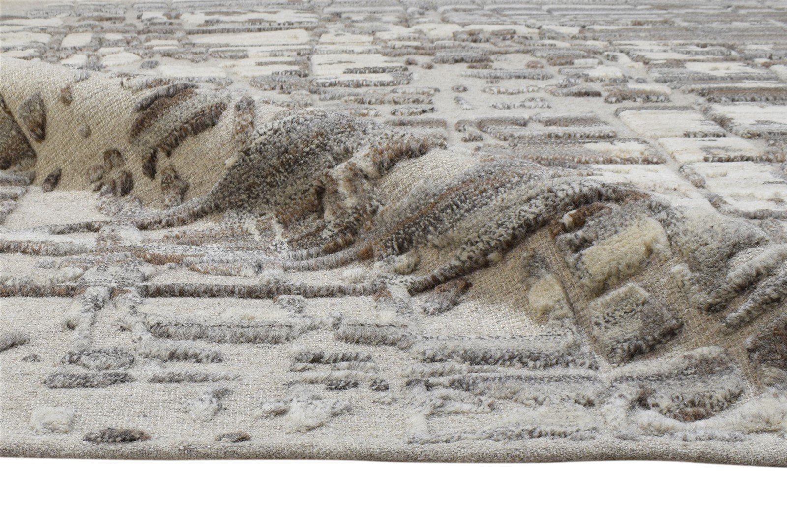 Anabella Hand Knotted Brown Wool Rug 5X7 Modern Scandinavian Abstract 7864236867733
