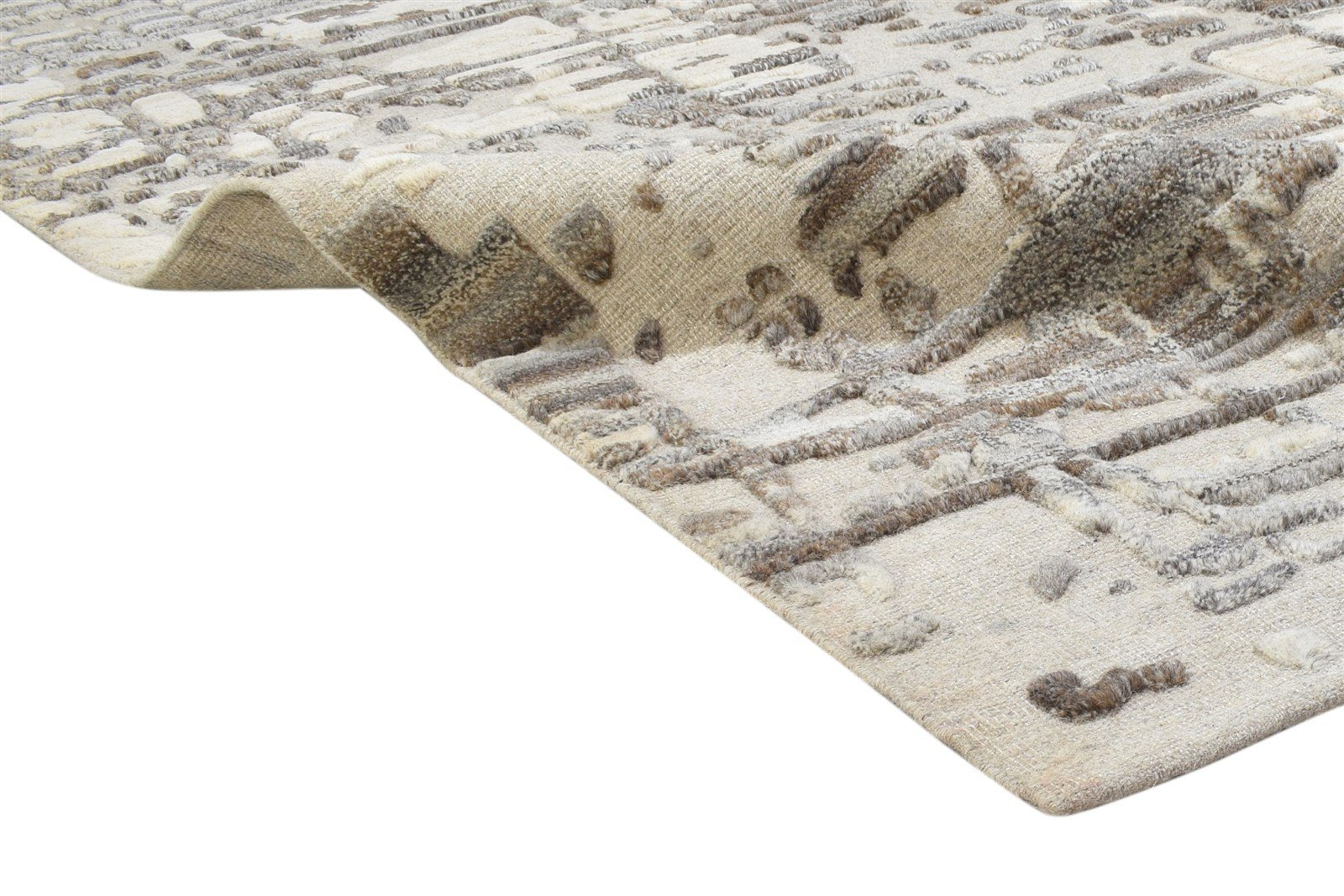 Anabella Hand Knotted Brown Wool Rug 5X7 Modern Scandinavian Abstract 7864236867733