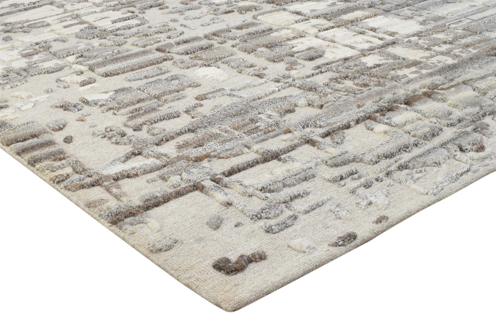 Anabella Hand Knotted Brown Wool Rug 5X7 Modern Scandinavian Abstract 7864236867733