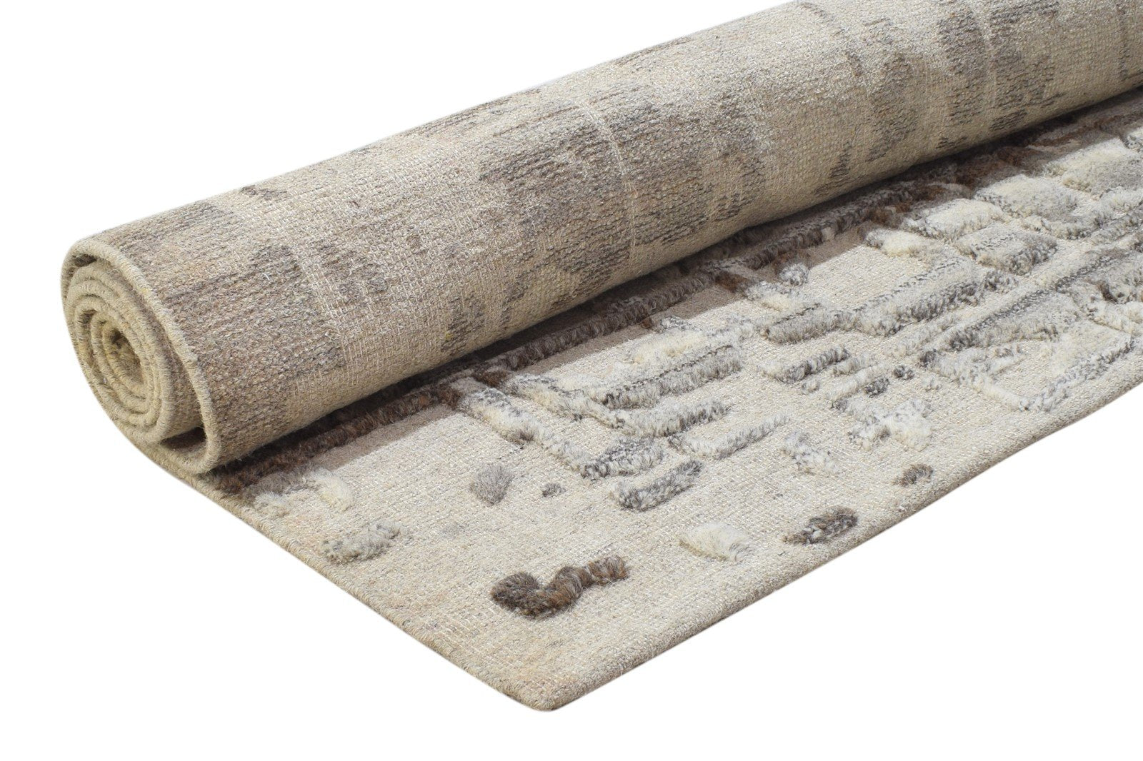 Anabella Hand Knotted Brown Wool Rug 5X7 Modern Scandinavian Abstract 7864236867733