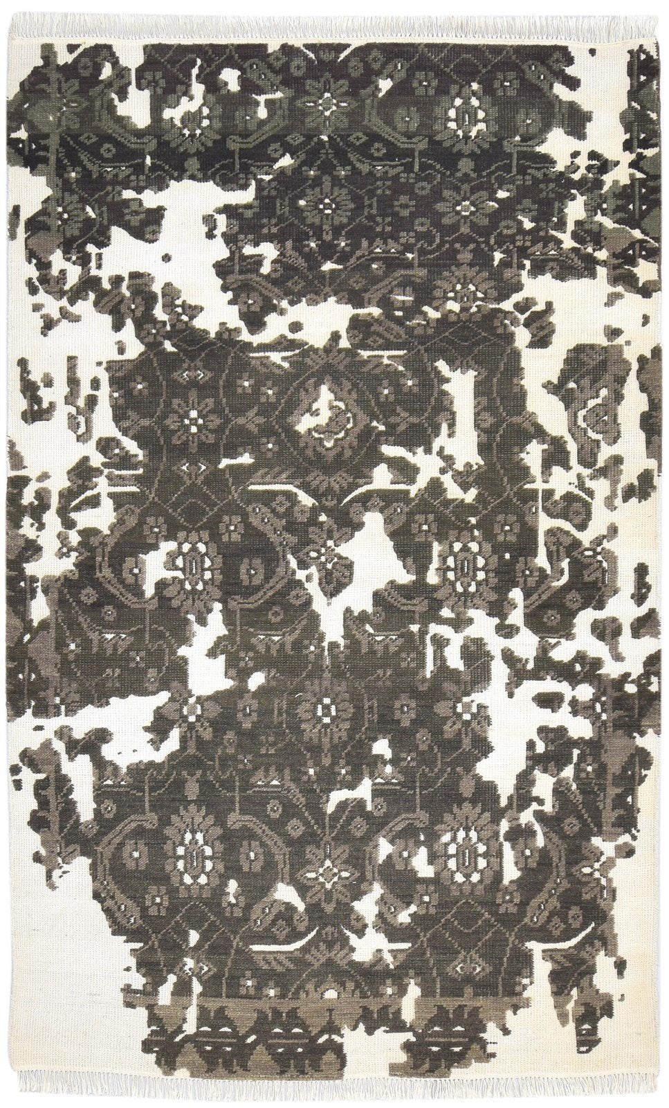 Hand Knotted Brown Wool Rug 5X8 Transitional Oriental Abstract Room Size Carpet 7864412209301