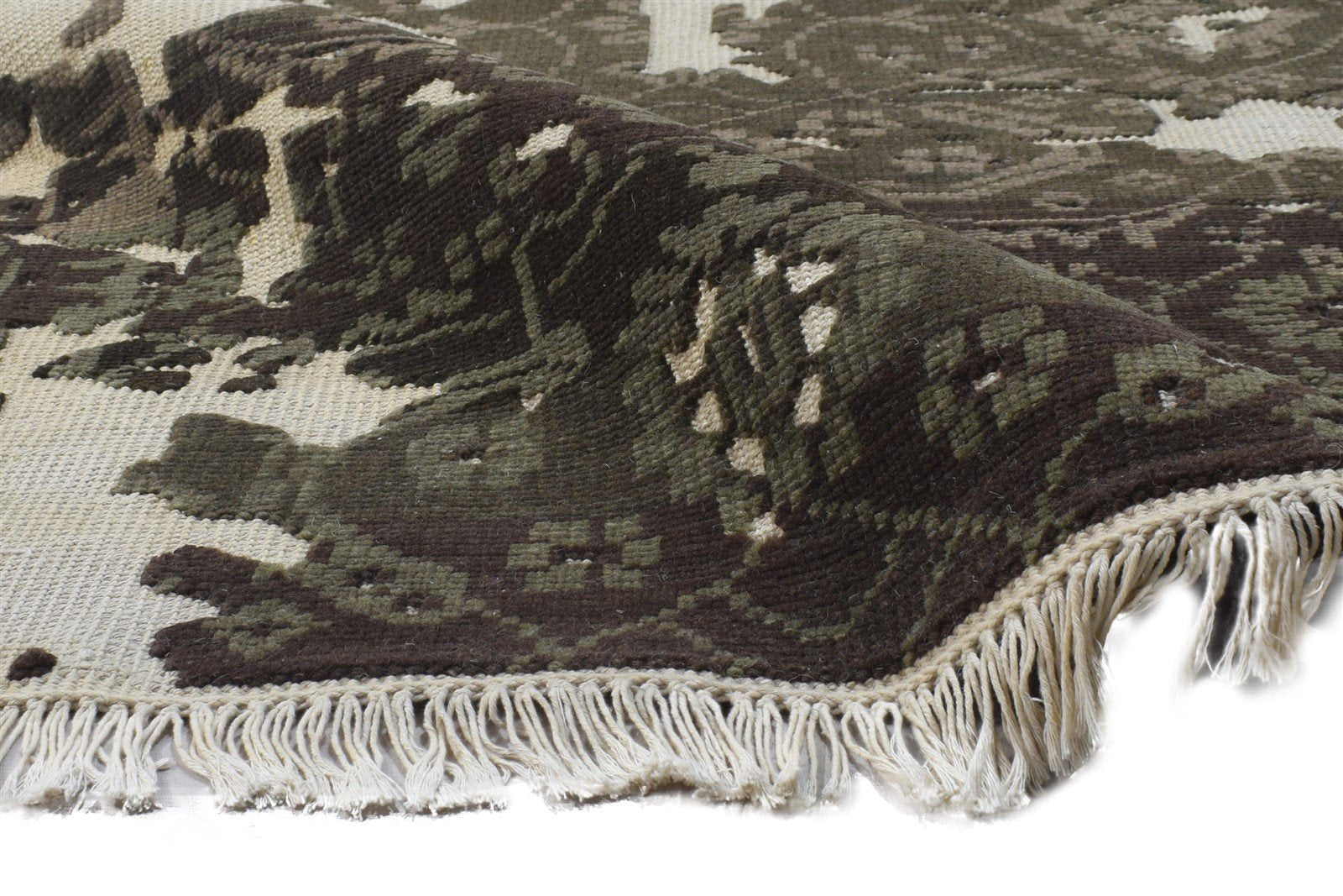 Hand Knotted Brown Wool Rug 5X8 Transitional Oriental Abstract Room Size Carpet 7864412209301