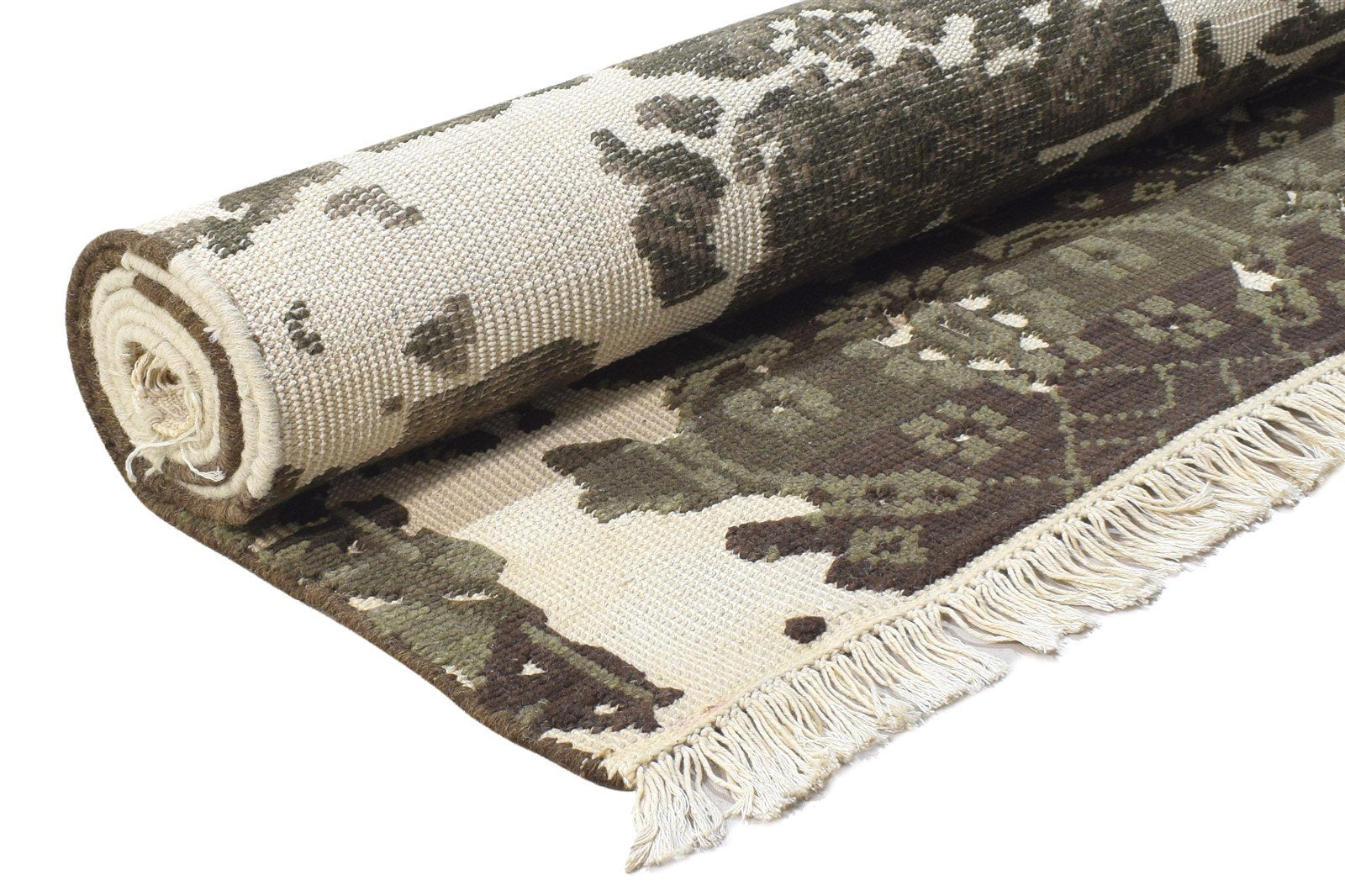Hand Knotted Brown Wool Rug 5X8 Transitional Oriental Abstract Room Size Carpet 7864412209301